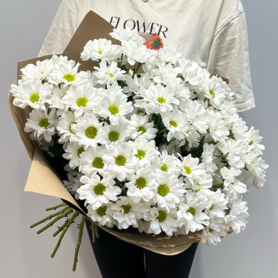 Букет «Летняя свежесть» – дыхание лета в белых хризантемах Электросталь Московская область